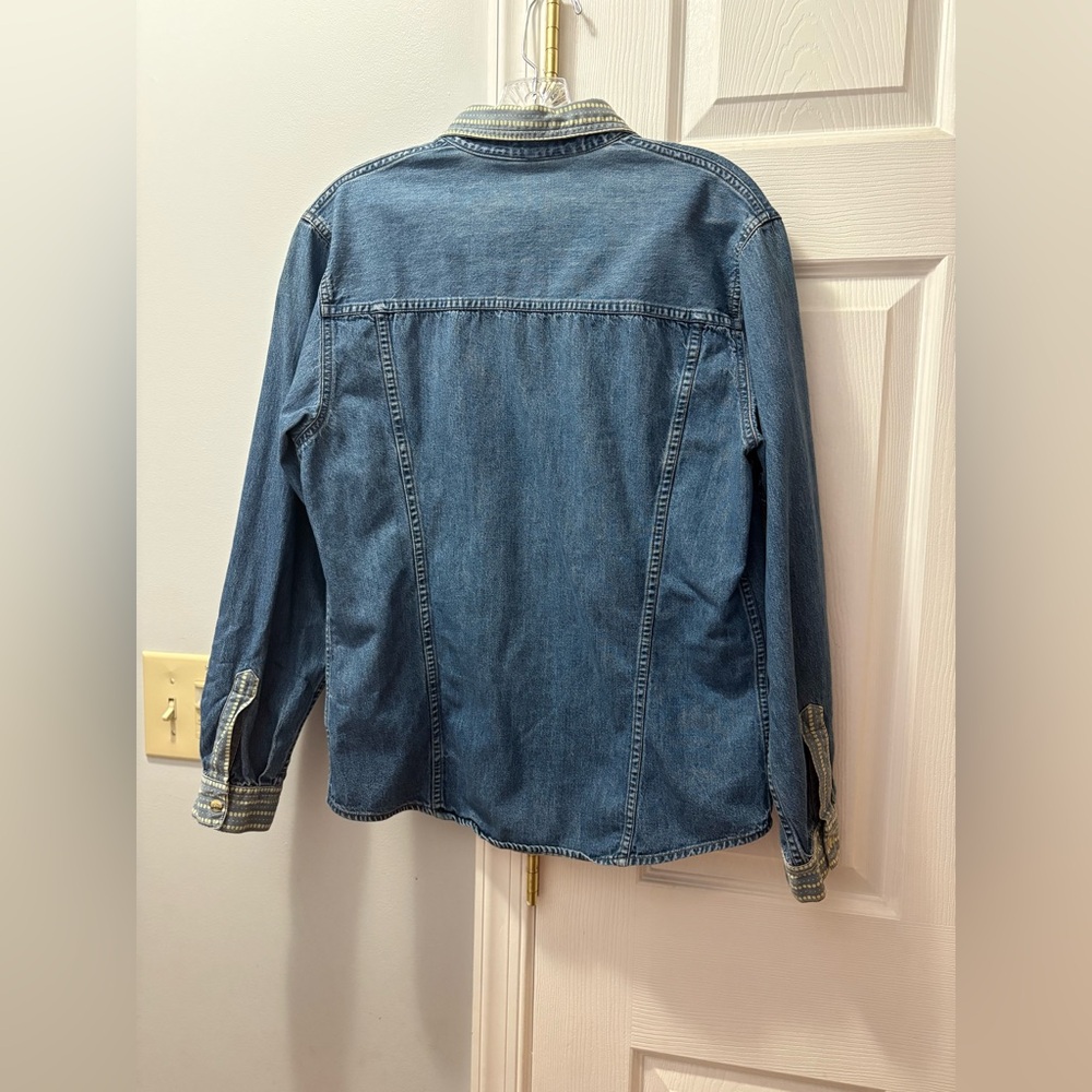 Marithe Francois Girbaud Blue Denim Western Button Up Shirt Size Large - Picture 2 of 4